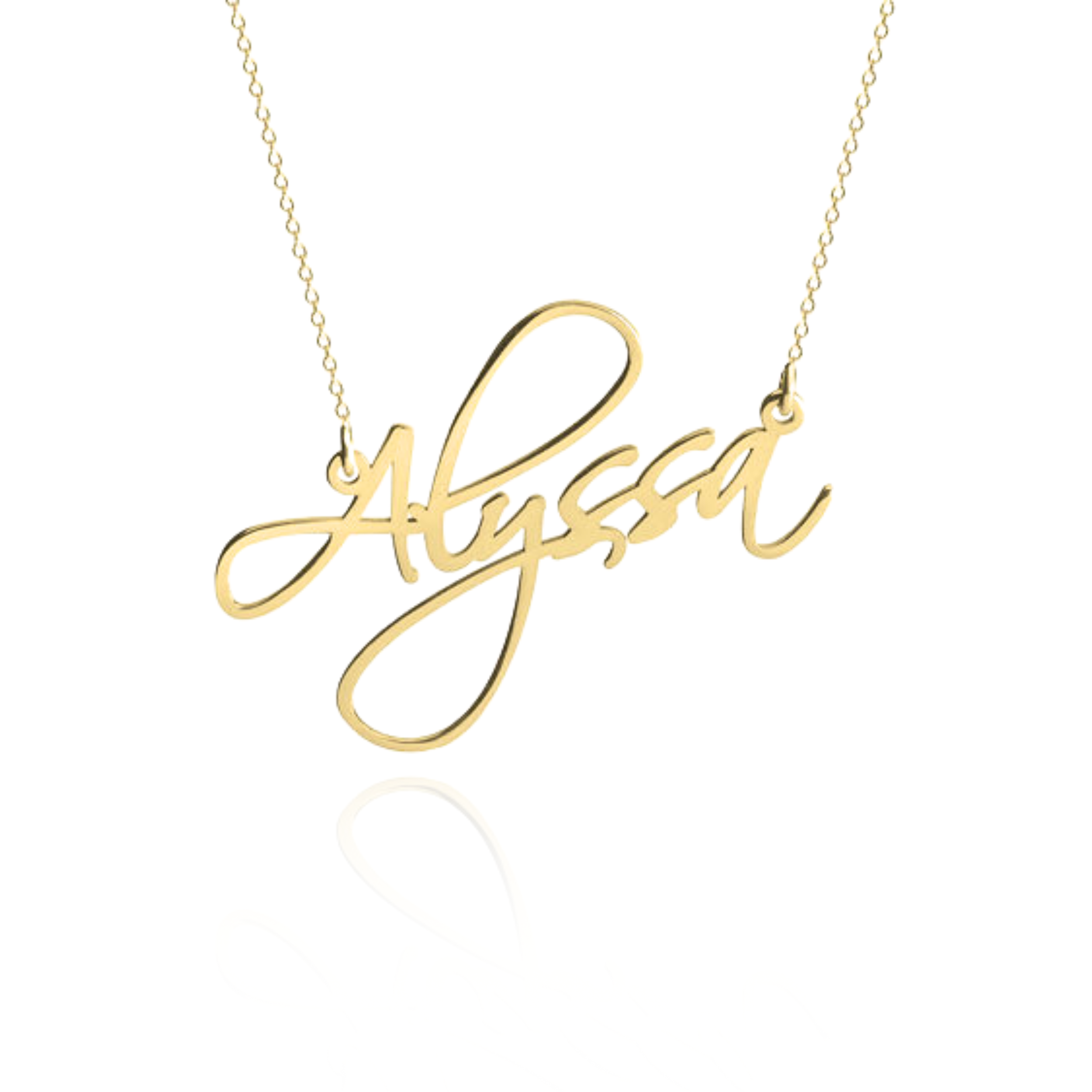 Solid Gold Fancy Script Name Necklace Custom Jewelry Made in